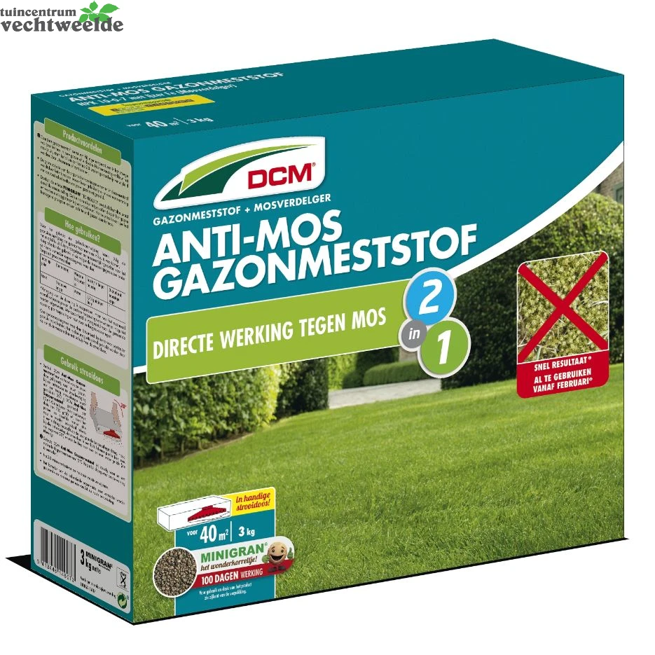 DCM Meststof Gazon Anti-mos 3Kg 1 DCM Meststof Gazon Anti-mos 3Kg