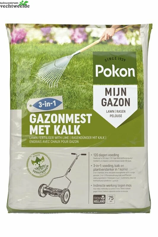 Pokon Gazonmest Met Kalk 3-in-3 75m2 1 Pokon Gazonmest Met Kalk 3-in-3 75m2